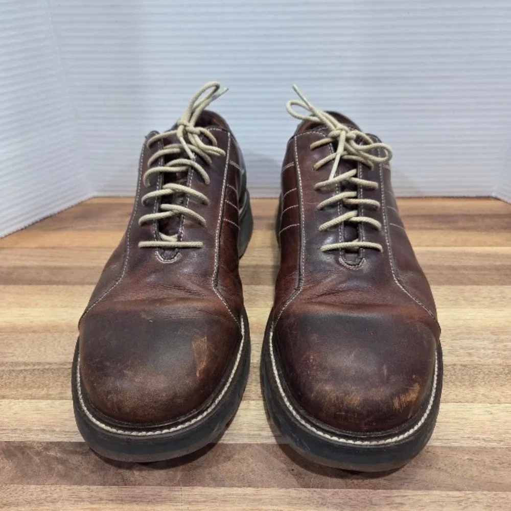 Johnston Murphy Oxfords Men's 12 M Brown Leather Lace Up Dress Casual Shoes